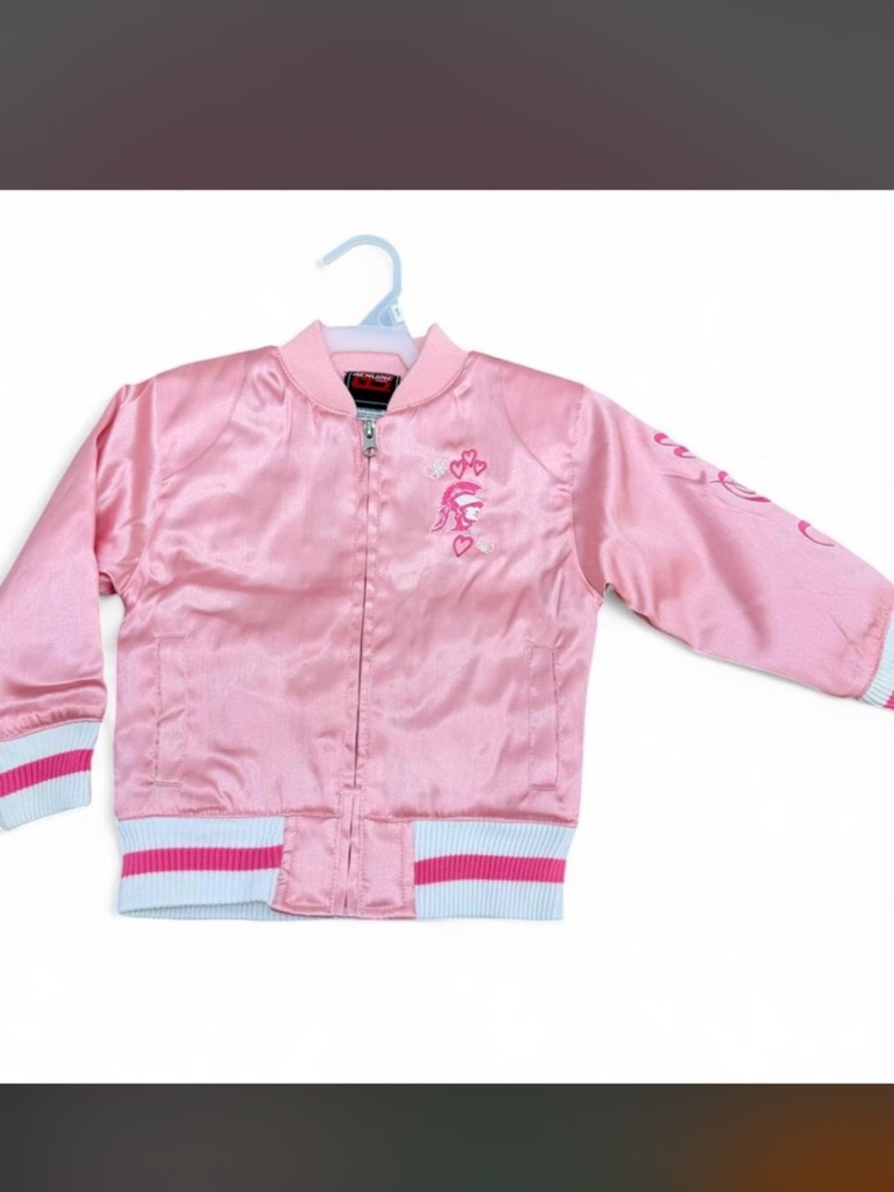 4T NWT Genuine Stuff USC Trojans Toddler Pink Satin Bomber Jacket Varsity